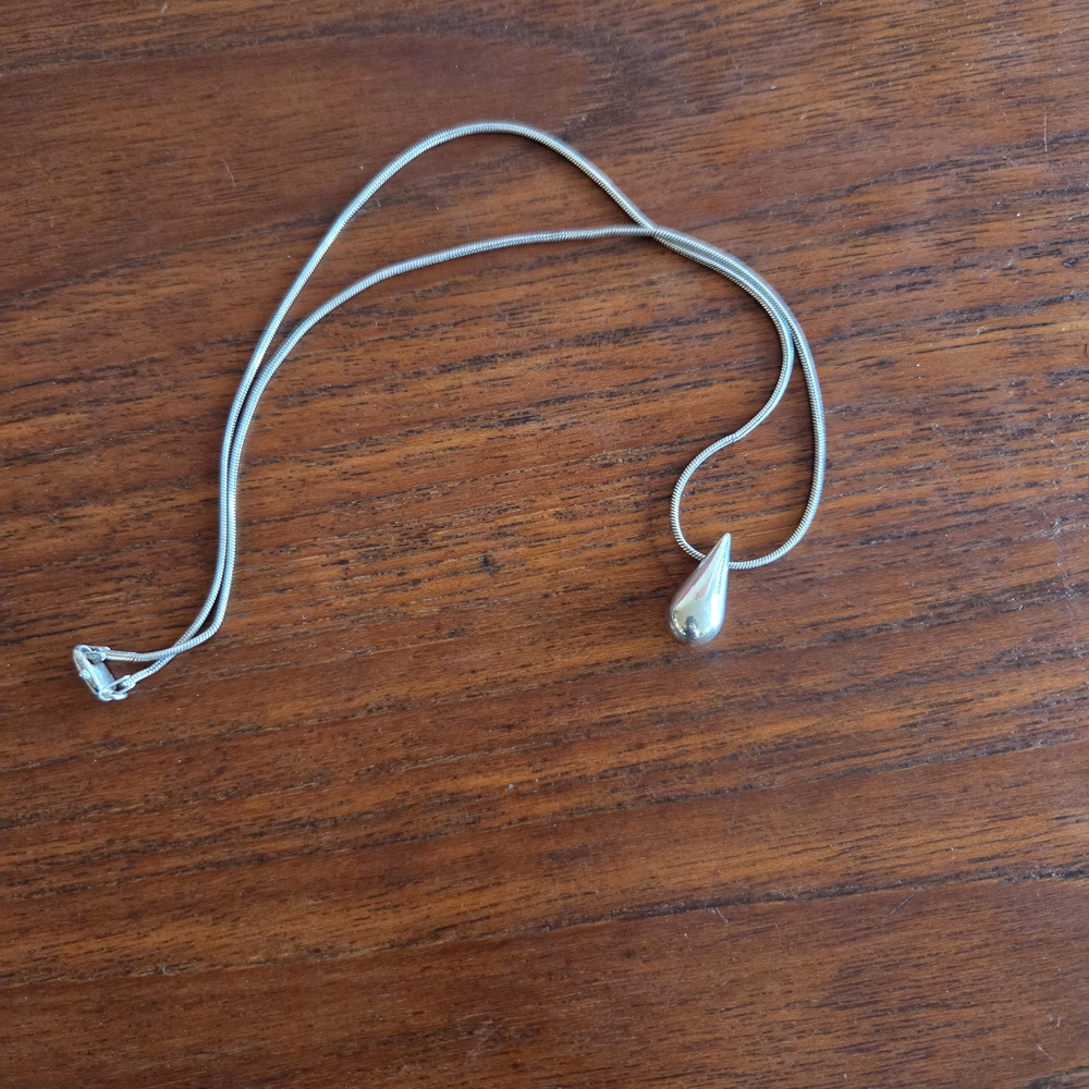 925 Silver Teardrop Necklace Made In Italy